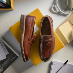 Clearance Clarks Aldwin Step Loafers Herre Brun