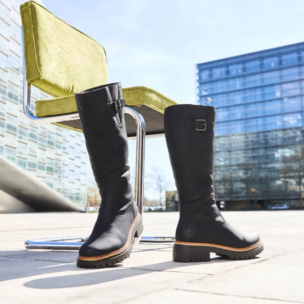 New Rieker Lang Støvle Dame Sort