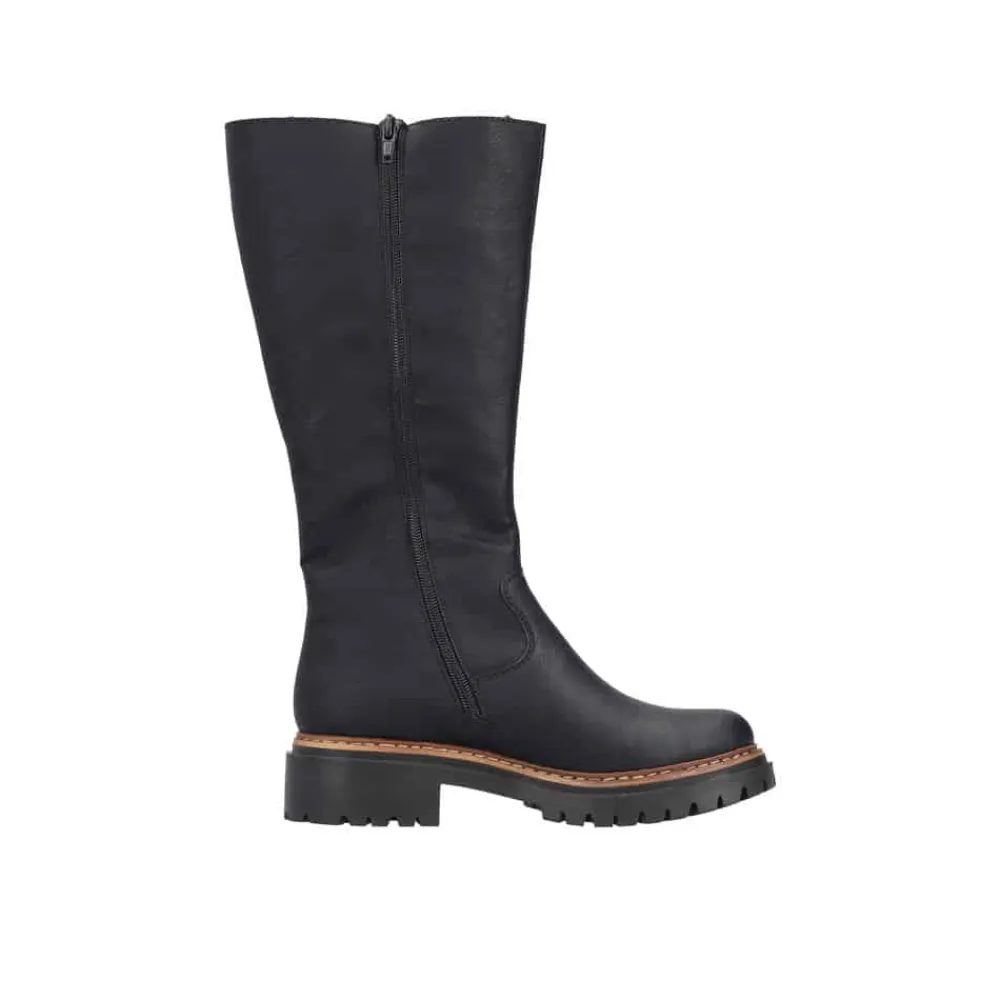 New Rieker Lang Støvle Dame Sort