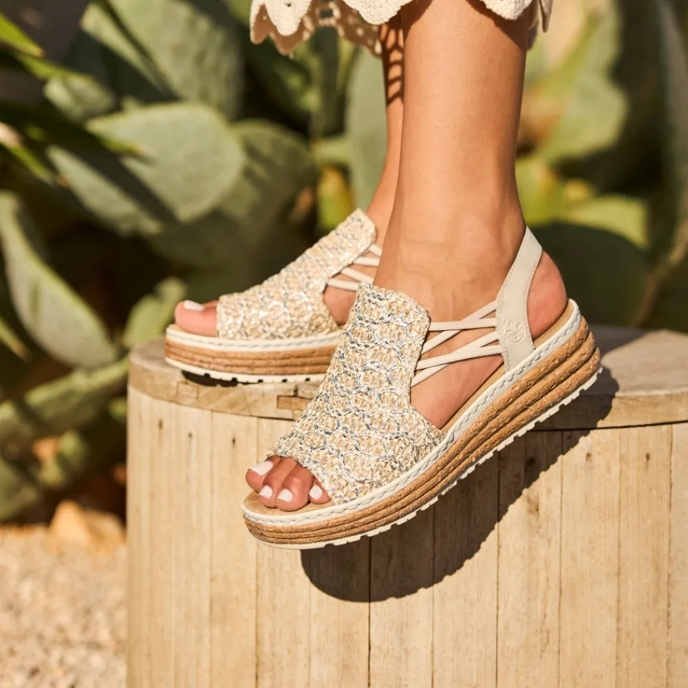 Clearance Rieker Sandal Dame Sølv