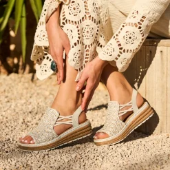 Clearance Rieker Sandal Dame Sølv